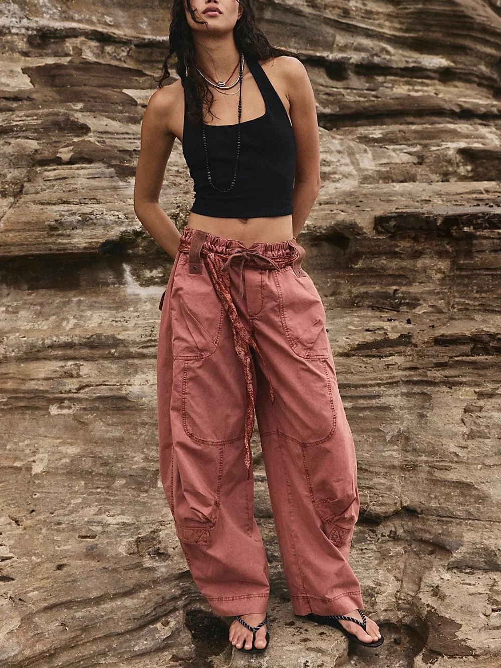 Free People We The Free Onset Pull-On Cargo Pants Paper Lantern XS NWT